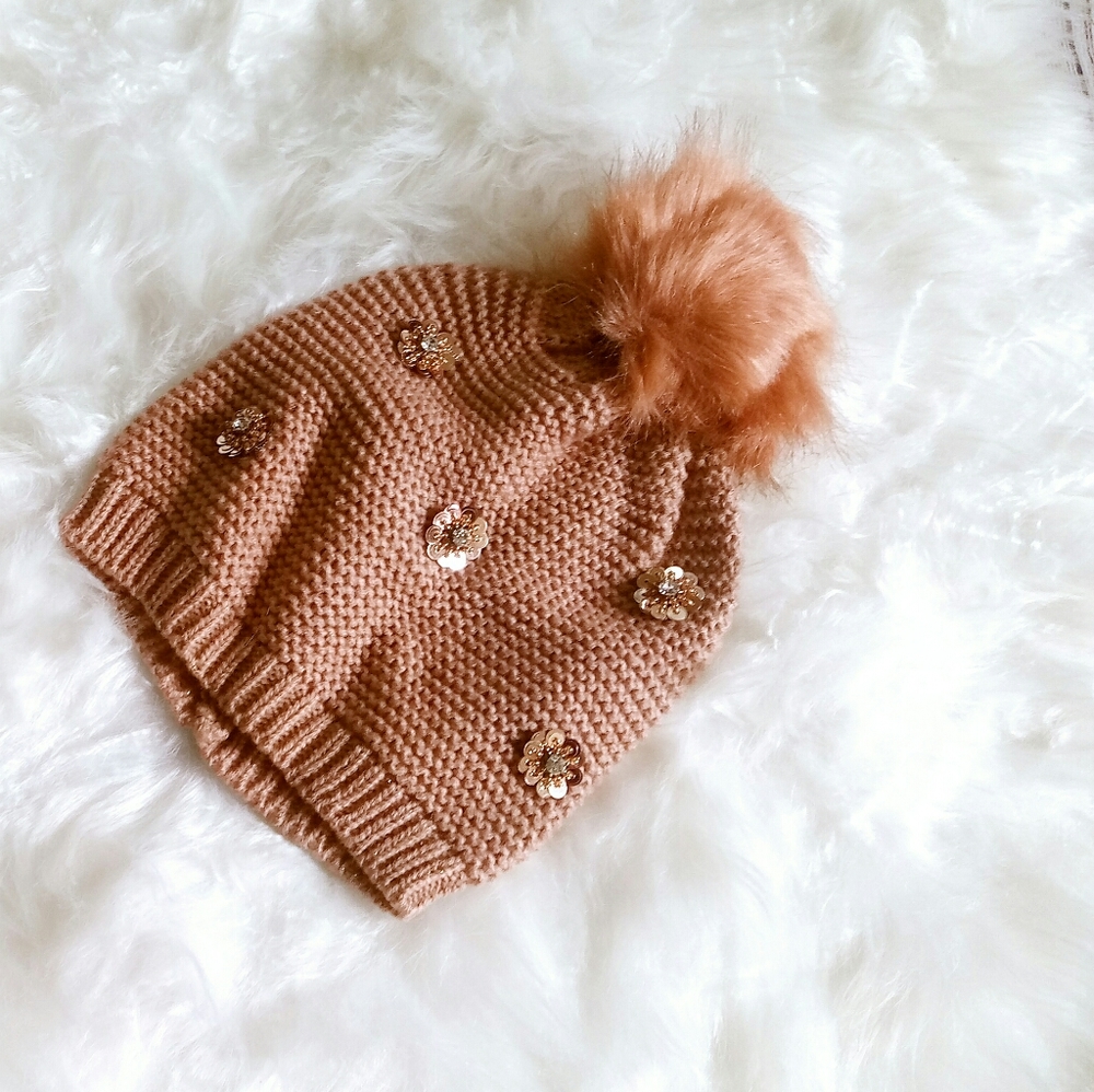 Neiman Marcus Knitted PomPom Beanie Hat